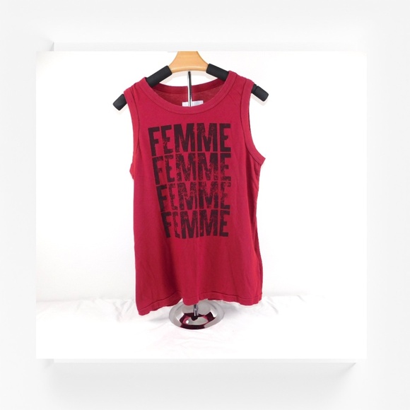 CURRENT/ELLIOTT “FEMME” Graphic Muscle Tank | Size 2 (M) | Red - Picture 1 of 6